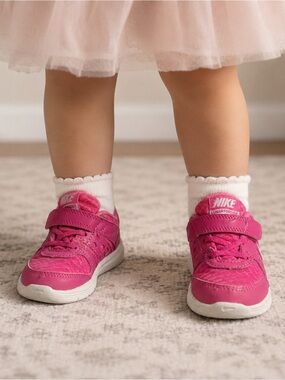 Nike Lunar Forever Toddler Girls Sneakers Pink Velcro Shoes Size 4